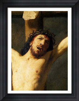 Framed Christ on the Cross, detail of the head Print