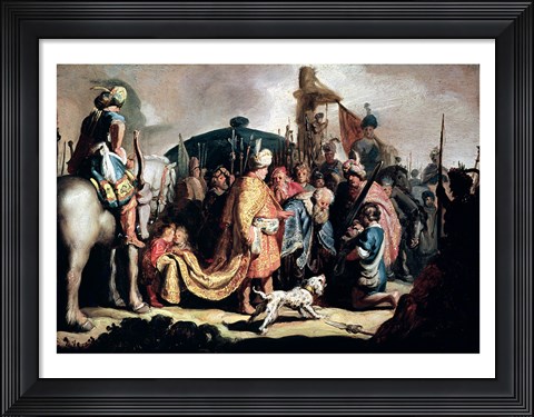 Framed David Offering the Head of Goliath to King Saul Print