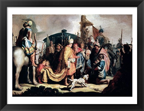 Framed David Offering the Head of Goliath to King Saul Print