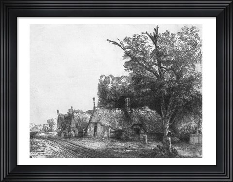 Framed Landscape with Three Cottages, 1650 Print