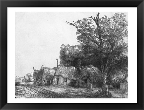 Framed Landscape with Three Cottages, 1650 Print