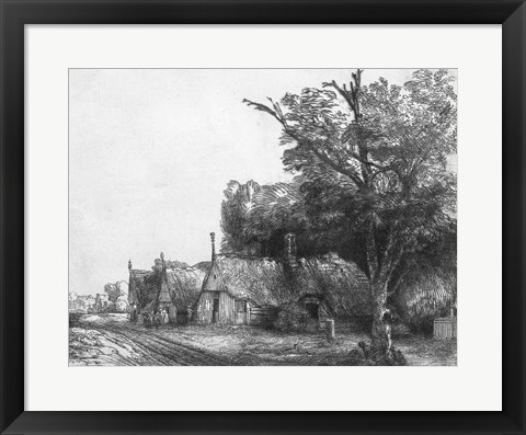 Framed Landscape with Three Cottages, 1650 Print