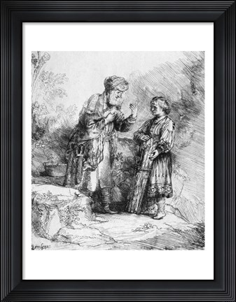 Framed Abraham and Isaac, 1645 Print