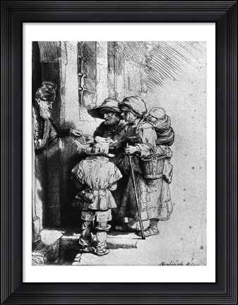 Framed Beggars on the Doorstep of a House, 1648 Print