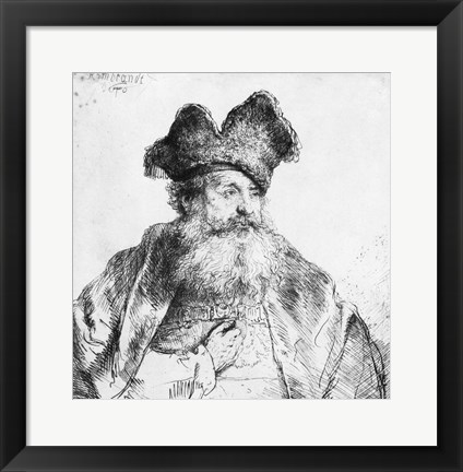 Framed Portrait of an old man Print