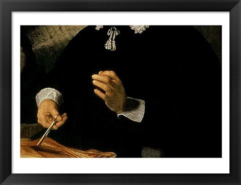 Framed Anatomy Lesson of Dr. Nicolaes Tulp, 1632 (hands detail) Print