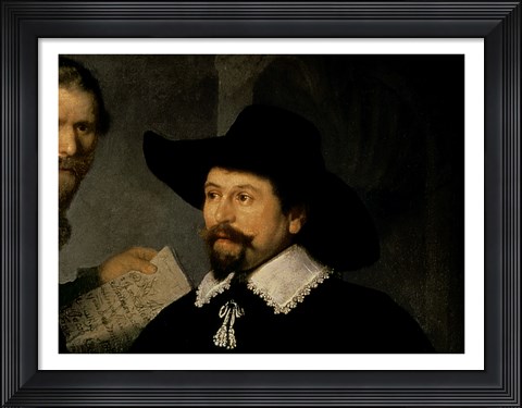 Framed Anatomy Lesson of Dr. Nicolaes Tulp, 1632 (man in hat detail) Print