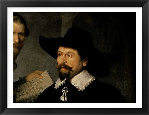 Framed Anatomy Lesson of Dr. Nicolaes Tulp, 1632 (man in hat detail) Print