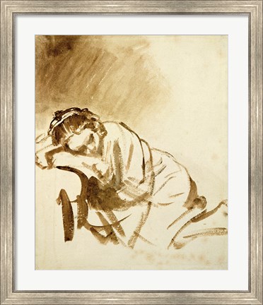 Framed Young Woman Sleeping Print