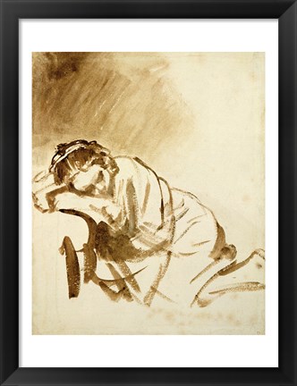 Framed Young Woman Sleeping Print