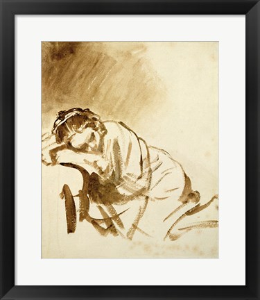 Framed Young Woman Sleeping Print