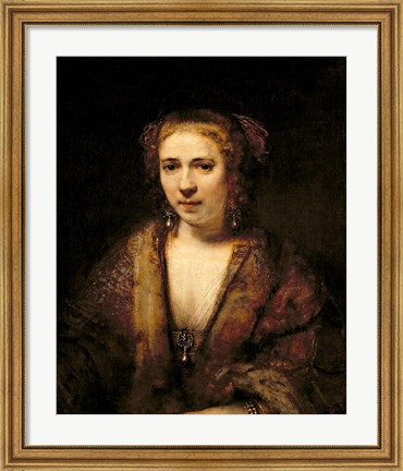 Framed Portrait of Hendrikje Stoffels Print