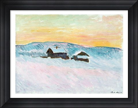 Framed Norwegian Landscape, Blue Houses, 1895 Print