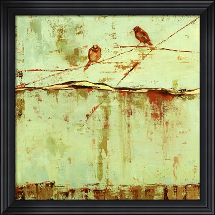 Framed Birds on Horizon in Blue Print