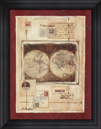 Framed Airmail Map 1 Print