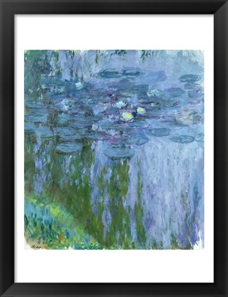 Framed Waterlilies (blue &amp; green vertical) Print