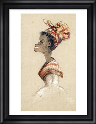 Framed Black Woman Wearing a Headscarf, 1857 Print