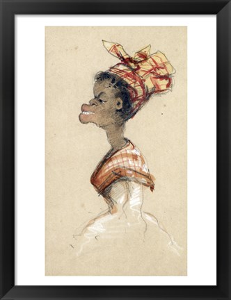 Framed Black Woman Wearing a Headscarf, 1857 Print