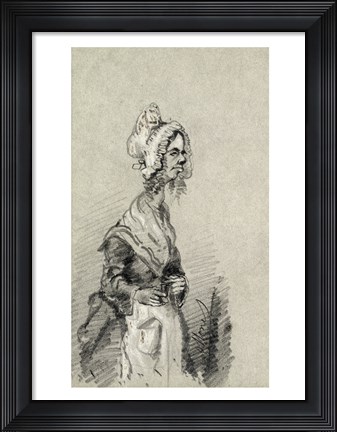 Framed Old Woman from Normandy in Profile, 1857 Print
