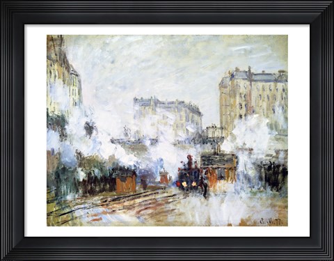 Framed Exterior of the Gare Saint-Lazare, Arrival of a Train Print