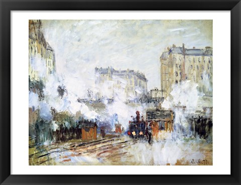 Framed Exterior of the Gare Saint-Lazare, Arrival of a Train Print