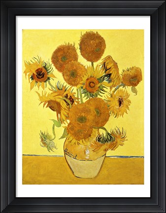Framed Sunflowers, 1888 yellow Print