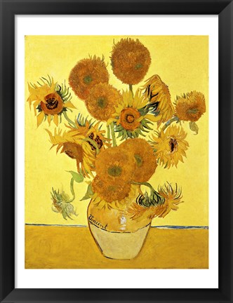 Framed Sunflowers, 1888 yellow Print