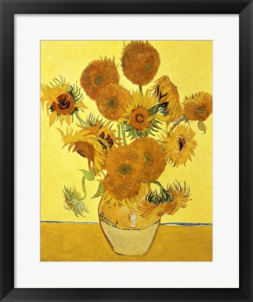 Framed Sunflowers, 1888 yellow Print