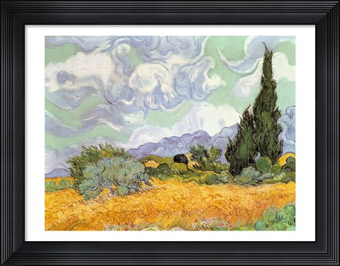Framed Wheatfield with Cypresses, 1889 Print