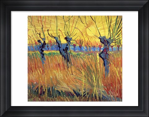Framed Pollarded Willows and Setting Sun, 1888 Print