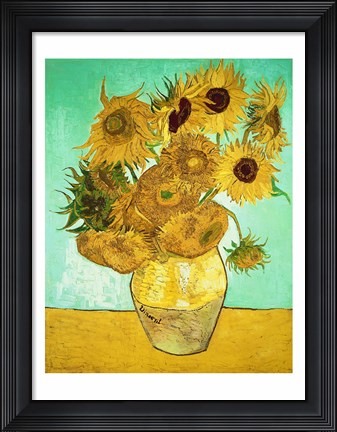 Framed Sunflowers, 1888 Print