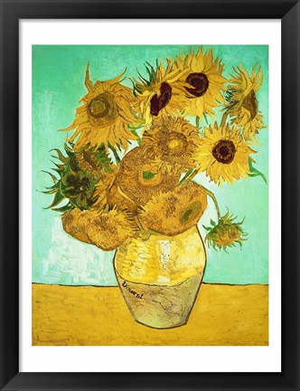 Framed Sunflowers, 1888 Print