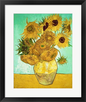 Framed Sunflowers, 1888 Print