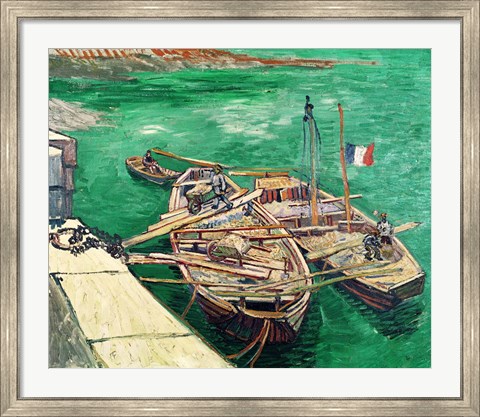 Framed Landing Stage with Boats, 1888 Print