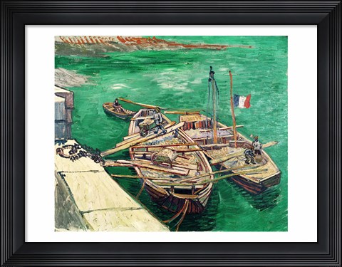 Framed Landing Stage with Boats, 1888 Print