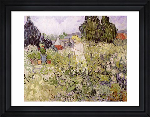 Framed Mademoiselle Gachet in her garden at Auvers-sur-Oise Print