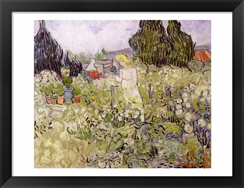 Framed Mademoiselle Gachet in her garden at Auvers-sur-Oise Print