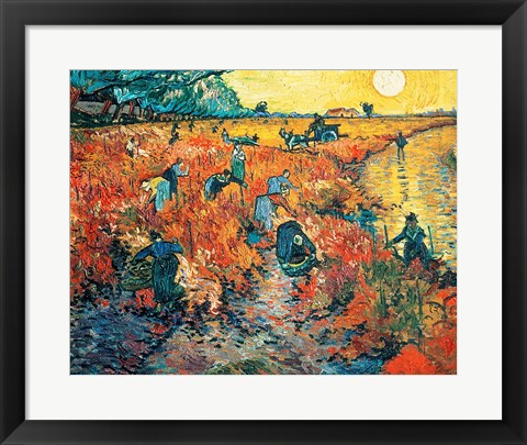 Framed Red Vineyards at Arles, 1888 Print