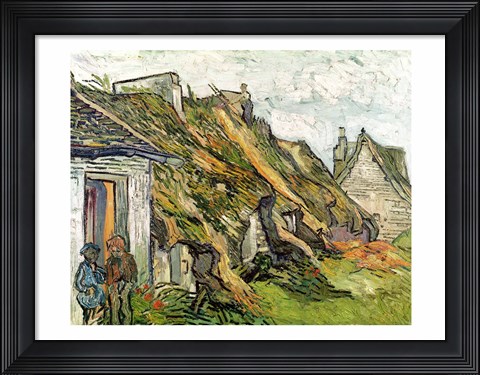 Framed Thatched Cottages in Chaponval Print
