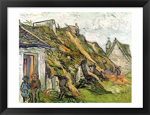 Framed Thatched Cottages in Chaponval Print