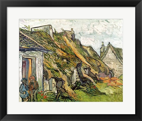 Framed Thatched Cottages in Chaponval Print