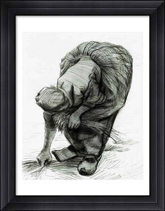 Framed Peasant Woman Gleaning, 1885 Print