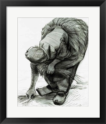 Framed Peasant Woman Gleaning, 1885 Print