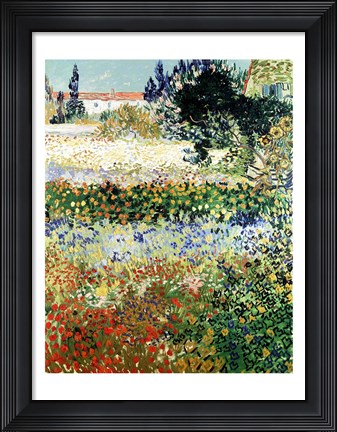Framed Garden in Bloom, Arles, 1888 Print