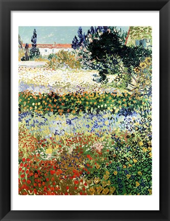 Framed Garden in Bloom, Arles, 1888 Print