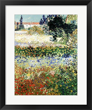 Framed Garden in Bloom, Arles, 1888 Print