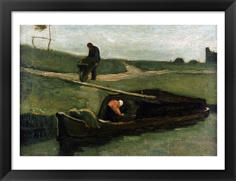 Framed Peat Boat, 1883 Print