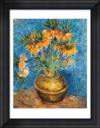 Framed Crown Imperial Fritillaries in a Copper Vase, 1886 Print