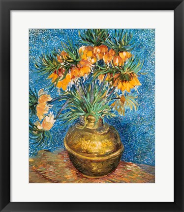 Framed Crown Imperial Fritillaries in a Copper Vase, 1886 Print