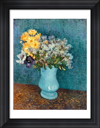 Framed Vase of Flowers, 1887 Print